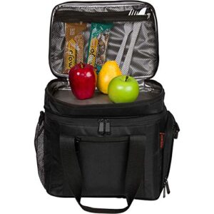 Insulated Cooler Lunch Bag - Multiple Storage Pockets - For Men, Women, and Children by Cozy Bear (Black)