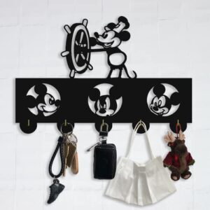 mickey door hooks,disney mickey mouse cartoon animation coat hooks,key holder,key hanger for wall、entryway and living room -unigue gift-5 hooks-20lb(max)