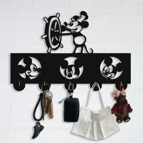 Mickey Door Hooks,Disney Mickey Mouse Cartoon Animation Coat Hooks,Key Holder,Key Hanger for Wall、Entryway and Living Room -Unigue Gift-5 Hooks-20LB(Max)