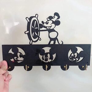 Mickey Door Hooks,Disney Mickey Mouse Cartoon Animation Coat Hooks,Key Holder,Key Hanger for Wall、Entryway and Living Room -Unigue Gift-5 Hooks-20LB(Max)