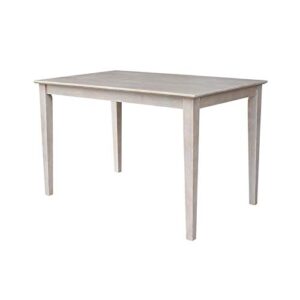 international concepts solid wood top table - dining height, washed gray taupe