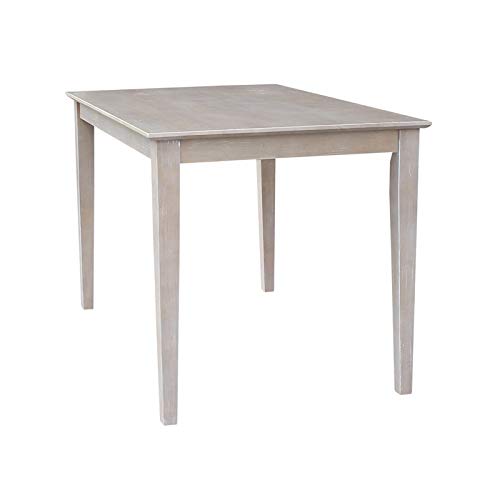 International Concepts Solid Wood Top Table - Dining Height, Washed Gray Taupe