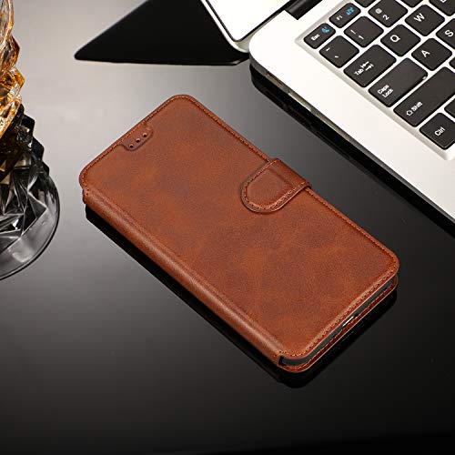 QLTYPRI Case for iPhone SE 2022 5G/iPhone SE 2020/iPhone 8/iPhone 7, Premium PU Leather Simple Wallet Case with Card Slots Kickstand Magnetic Closure Shockproof Flip Cover for iPhone 7/8/SE2/SE3-Brown