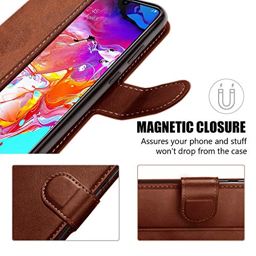 QLTYPRI Case for iPhone SE 2022 5G/iPhone SE 2020/iPhone 8/iPhone 7, Premium PU Leather Simple Wallet Case with Card Slots Kickstand Magnetic Closure Shockproof Flip Cover for iPhone 7/8/SE2/SE3-Brown