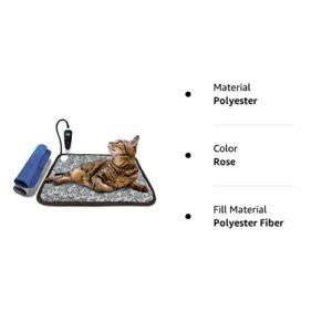 GOLOPET Pet Heating Pad, 18x18 in,Cat Heating pad Waterproof, with Smart Thermostat Switch, Adjustable Dog Heating pad, with Chew Resistant Steel Cord.Complimentary Two Flannel Covers