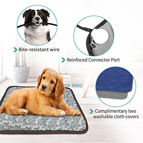 GOLOPET Pet Heating Pad, 18x18 in,Cat Heating pad Waterproof, with Smart Thermostat Switch, Adjustable Dog Heating pad, with Chew Resistant Steel Cord.Complimentary Two Flannel Covers