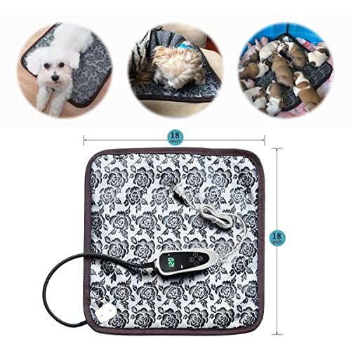 GOLOPET Pet Heating Pad, 18x18 in,Cat Heating pad Waterproof, with Smart Thermostat Switch, Adjustable Dog Heating pad, with Chew Resistant Steel Cord.Complimentary Two Flannel Covers