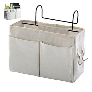 smaligola bedside caddy bedside hanging storage basket multi-function organizer caddy for bunk and hospital beds dorm rooms bed rails, can be placed glasses books mobile phones keys(white)
