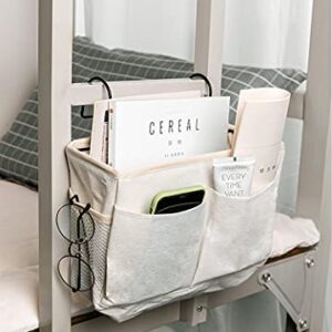 SMALIGOLA Bedside Caddy Bedside Hanging Storage Basket Multi-Function Organizer Caddy for Bunk and Hospital Beds Dorm Rooms Bed Rails, Can be Placed Glasses Books Mobile Phones Keys(White)