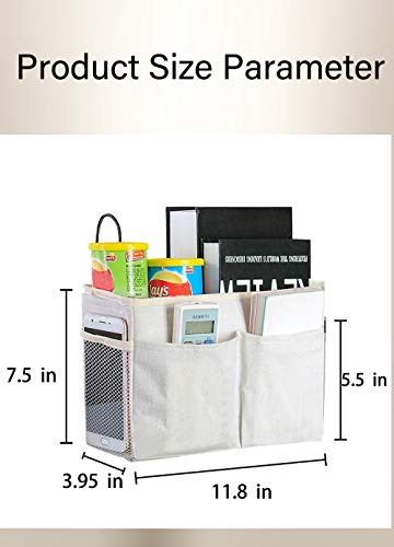 SMALIGOLA Bedside Caddy Bedside Hanging Storage Basket Multi-Function Organizer Caddy for Bunk and Hospital Beds Dorm Rooms Bed Rails, Can be Placed Glasses Books Mobile Phones Keys(White)