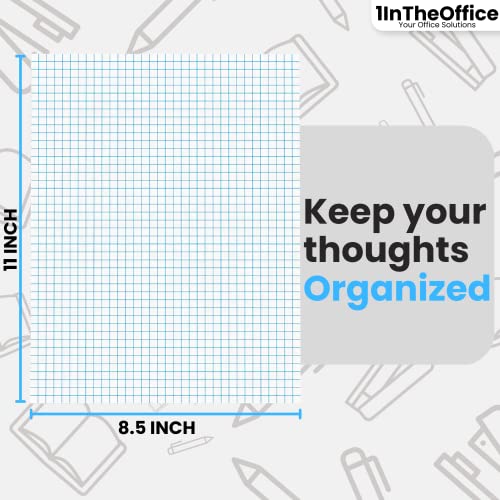 1InTheOffice Graph Pads, 8.5" x 11", Quadrille Pad 8.5 x 11, 50 Sheets/Pad (6 Pack)