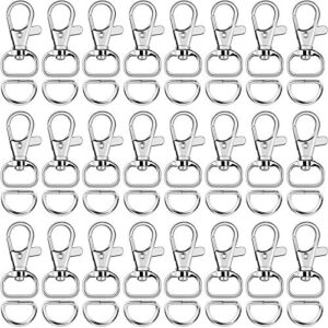 sannix 120 pcs keychain clip hooks with d ring include 60pcs swivel snap hooks lanyard clip and 60pcs d ring for purse hardware sewing projects (1/2” inside width)