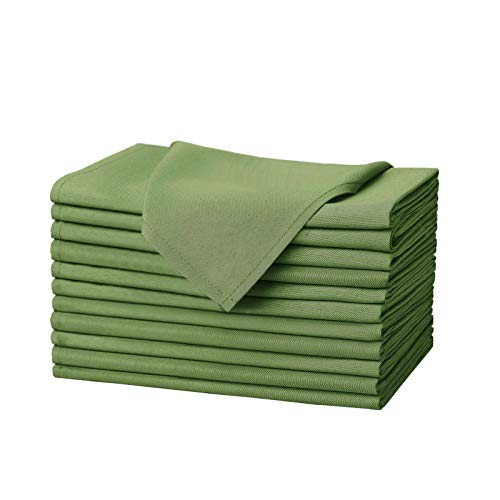 Talvania Cloth Dinner Napkins - 12 Pack Luxuriously Soft & Hotel Quality Cotton Napkins, Brilliant Fabric Napkins (18” X 18”) Perfect for Events, Hotel & Home Use (Olive Green)