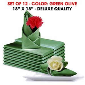 Talvania Cloth Dinner Napkins - 12 Pack Luxuriously Soft & Hotel Quality Cotton Napkins, Brilliant Fabric Napkins (18” X 18”) Perfect for Events, Hotel & Home Use (Olive Green)