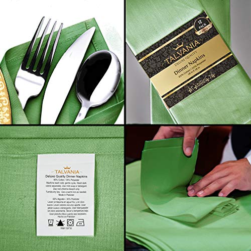 Talvania Cloth Dinner Napkins - 12 Pack Luxuriously Soft & Hotel Quality Cotton Napkins, Brilliant Fabric Napkins (18” X 18”) Perfect for Events, Hotel & Home Use (Olive Green)