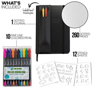 Star Right Bullet Notebook Journal Set - Hardcover Dotted Grid Journal with 260 pages, 10 Bullet Notebook Pens, 12 Stencils and 3 Bookmarks - 5.5x8 [Office Product]