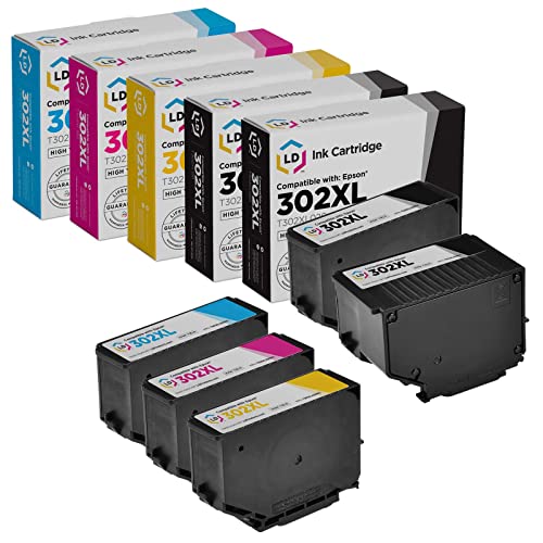 LD Remanufactured Ink Cartridge Replacements for Epson 302XL High Yield (Black, Photo Black, Cyan, Magenta, Yellow, 5-Pack)