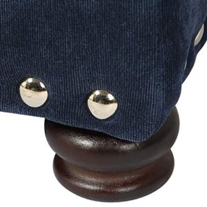 Homebeez Tufted Storage Ottoman Bench Velvet Footrest Stool with Lift Top & Nailhead Trim (Navy Blue)