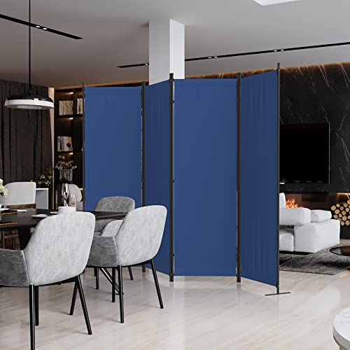 Ecolinear 4 Panel Room Divider Folding Screen Home Office Dorm Indoor Decor Privacy Accents (Blue)