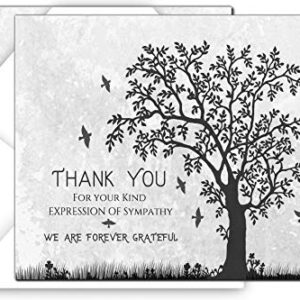 Funeral thank you cards with envelopes Celebration of life Floral Tree acknowledgment memorial Sympathy Christian Thank you notes (40 Pack)