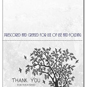 Funeral thank you cards with envelopes Celebration of life Floral Tree acknowledgment memorial Sympathy Christian Thank you notes (40 Pack)