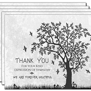 Funeral thank you cards with envelopes Celebration of life Floral Tree acknowledgment memorial Sympathy Christian Thank you notes (40 Pack)