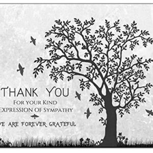 Funeral thank you cards with envelopes Celebration of life Floral Tree acknowledgment memorial Sympathy Christian Thank you notes (40 Pack)