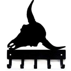 The Metal Peddler Longhorn Steer Skull Key Rack Hanger - Small 6 inch Wide - Made in USA