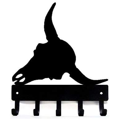 The Metal Peddler Longhorn Steer Skull Key Rack Hanger - Small 6 inch Wide - Made in USA