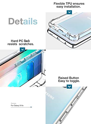 KIOMY Galaxy S10E Case Ultra Crystal Clear Shockproof Bumper Protective Phone Cover Hybrid Design Hard PC Back with Flexible TPU Raised Bezel & Enhanced Corners for Samsung Galaxy S10e Slim Fit Skin