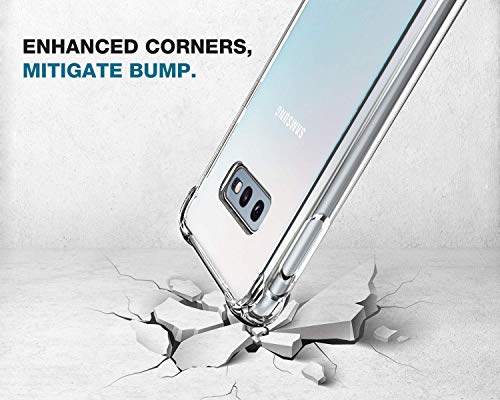 KIOMY Galaxy S10E Case Ultra Crystal Clear Shockproof Bumper Protective Phone Cover Hybrid Design Hard PC Back with Flexible TPU Raised Bezel & Enhanced Corners for Samsung Galaxy S10e Slim Fit Skin