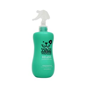 wags & wiggles relieve anti-itch spray for dogs | waterless dry shampoo for dogs with dry, itchy, or sensitive skin | kiwi scent your dog will love, 12 ounces, anti-itch spray - kiwi