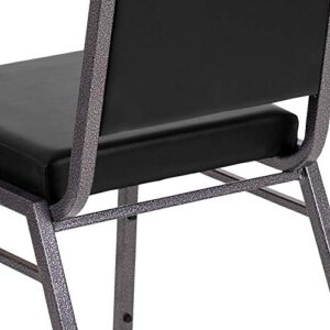 Flash Furniture 2 Pack HERCULES Series Square Back Stacking Banquet Chair in Black Vinyl with Silvervein Frame