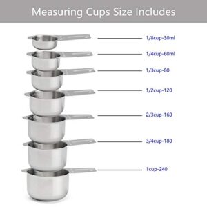 Stainless Steel Measuring Spoons and Cups Combo, Set of 13 Pieces, Stackable Set,Silver