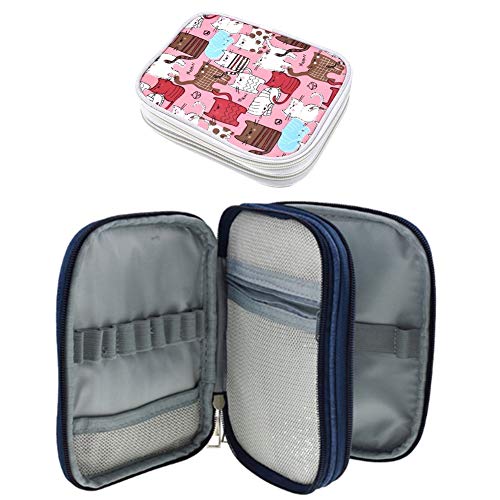 Katech Crochet Hooks Case Empty Zipper Bags Portable Travel Crochet Storage Bag Organizer with Web Pocket and Crochet Holder Slots for Carrying Various Crochets Needles (Pink)