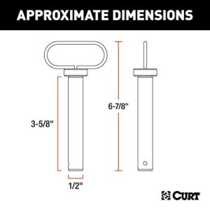 CURT 45805 1/2 x 3-5/8-Inch Clevis Pin Hitch with Rubber-Coated Handle and Clip