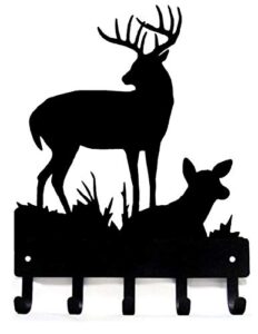 the metal peddler deer family #2 key rack hanger - small 6 inch wide - made in usa; wall mount