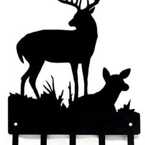 The Metal Peddler Deer Family #2 Key Rack Hanger - Small 6 inch Wide - Made in USA; Wall Mount