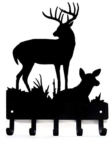 The Metal Peddler Deer Family #2 Key Rack Hanger - Small 6 inch Wide - Made in USA; Wall Mount