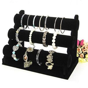 black velvet bracelet & necklace t-bar 3 tier jewelry display