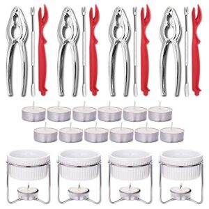 hiware 28-piece crab crackers and tools set - crab lobster leg crackers and picks seafood tools, includes crab crackers, butter warmers, lobster shellers, crab forks and tealight candles