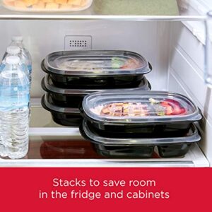 Rubbermaid TakeAlongs Food Storage Divided Base, 3.7 Cup, Set of 22 (44 Pieces Total) | Meal Prep Containers Bento Box Style, 22-Pack, Black