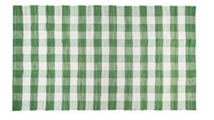glamburg cotton reversible area rug 3' x 5' farmhouse floor mat, handwoven washable carpet checkered plaid rug for front porch living room kitchen bedroom - green white