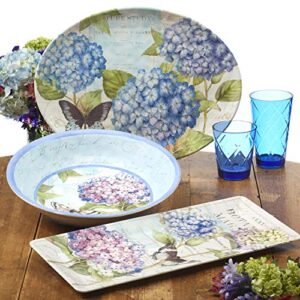 Cerified International Hydrangea Garden 2-Piece Melamine Platter, Set, Multicolored