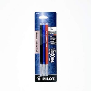 pilot frixion ball erasable gel ink refills, 1.0mm, bold point, black/blue/red inks, 3 count