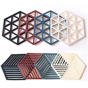silicone trivet mats and hot pads 8 pcs 5.63 4.92 in hexagon heat multifunction kitchen tool for bowl mats, dish mats placemats