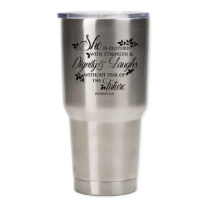 elanze designs proverbs 31 woman leaves 30 oz stainless steel travel mug with lid