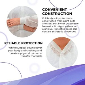 AMZ Medical Supply Disposable Lab Coats for Adults Small, White Medical Disposable Clothing 10 Pack, Splash-Proof SMS 40 GSM Lab Coats Disposable with Long Sleeves, Knit Collar, Cuffs, 3 Pockets