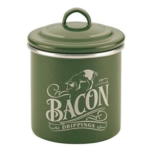 ayesha curry enamel on steel bacon grease can / bacon grease container - 4 inch, green