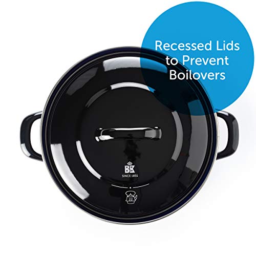 BK Indigo Aluminum Heavy-Gauge Carbon Steel, Induction, 5.5QT Nonstick Glaze Dutch Oven, Dishwasher Safe, Black